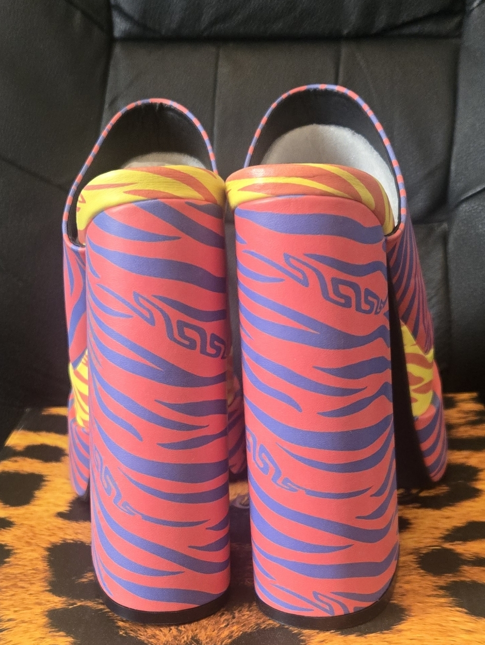 Bold Multicolor Zebra Print Platform Mules - Picture 4 of 6